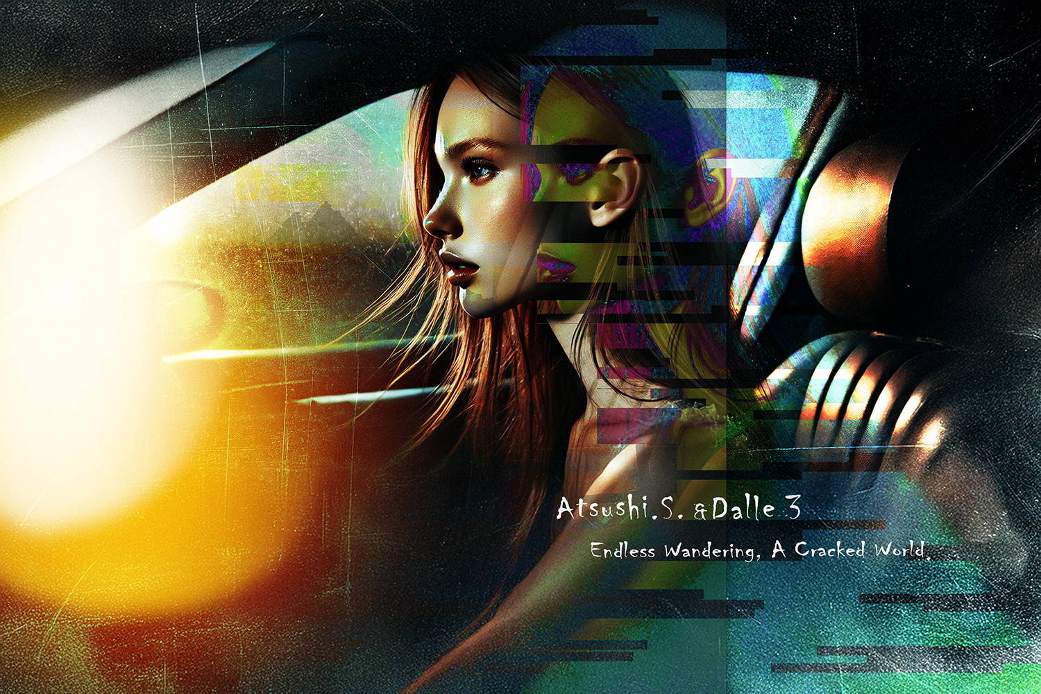 果てない彷徨、割れてゆく世界 Endless Wandering, A Cracked World. AI&Photoshop による作品